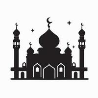 une noir silhouette mosquée ensemble clipart sur une blanc Contexte vecteur