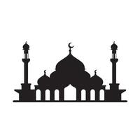 une noir silhouette mosquée ensemble clipart sur une blanc Contexte vecteur