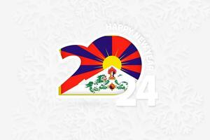 Nouveau année 2024 pour Tibet sur flocon de neige Contexte. vecteur