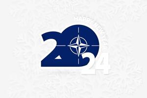 Nouveau année 2024 pour nato sur flocon de neige Contexte. vecteur