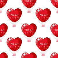 modèle sans couture, ballons coeur rouge avec amour. impression, arrière-plan pour la Saint-Valentin, vecteur