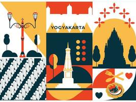 yogyakarta tourisme et Voyage graphique illustration vecteur