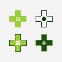hôpital et santé se soucier logo conception vecteur traverser logo conception graphique