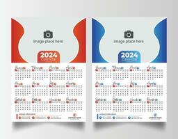 Nouveau année 2024 un page mur calendrier modèle vecteur