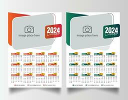 Nouveau année 2024 un page mur calendrier modèle vecteur