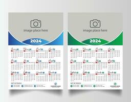 Nouveau année 2024 un page mur calendrier modèle vecteur