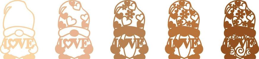 la Saint-Valentin journée gnome, décoratif multicouche modèle vecteur