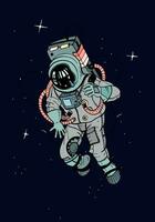 astronaute dans scaphandre. cosmonaute dans espace sur le Contexte de étoiles. coloré vecteur illustration.