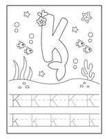 Sirène alphabet coloration pages pour Jardin d'enfants vecteur