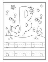 Sirène alphabet coloration pages pour Jardin d'enfants vecteur