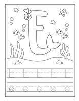 Sirène alphabet coloration pages pour Jardin d'enfants vecteur