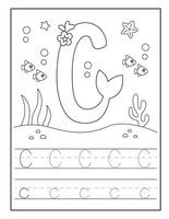 Sirène alphabet coloration pages pour Jardin d'enfants vecteur