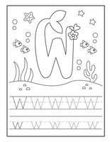 Sirène alphabet coloration pages pour Jardin d'enfants vecteur