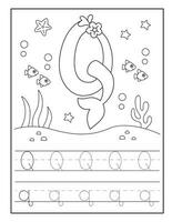 Sirène alphabet coloration pages pour Jardin d'enfants vecteur