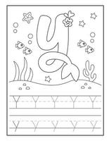 Sirène alphabet coloration pages pour Jardin d'enfants vecteur