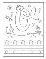 Sirène alphabet coloration pages pour Jardin d'enfants vecteur