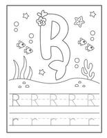 Sirène alphabet coloration pages pour Jardin d'enfants vecteur