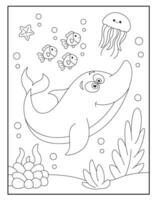 coloriage de dauphin pour les enfants vecteur