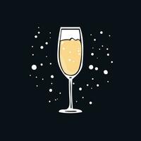 une verre de Champagne avec bulles sur une noir Contexte vecteur