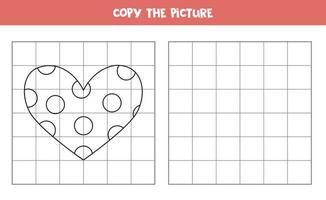 copie le image de noir et blanc cœur. éducatif Jeu pour enfants. écriture entraine toi. vecteur