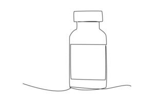 Célibataire continu ligne dessin de une médicament bouteille vecteur
