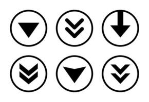 glisser vers le bas La Flèche icône sur cercle doubler. faire défiler bouton vecteur