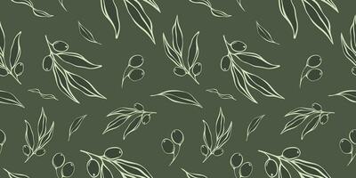 sans couture motifs avec olive branche dans moderne minimal doublure style. vecteur floral arrière-plans pour mariage faire-part, salutation cartes, impression sur tissu, fonds d'écran, scrapbooking, cadeau emballage et plus