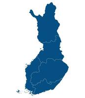 Finlande carte. carte de Finlande divisé dans six principale Régions dans bleu Couleur vecteur