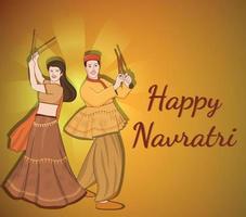 joyeux navratri - dandia, couple garba, illustration du personnage dandia, bannière de nuit dandia, bannière navratri, pas entièrement modifiable. vecteur