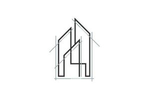 architecture et construction maison logo conception avec une moderne concept vecteur