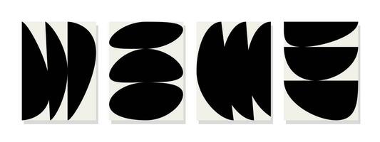 minimaliste mur art avec piles de semi-circulaire noir abstrait biologique formes sur une doux blanc Contexte. idéal pour moderne vivant pièces et Accueil mur décoration. vecteur