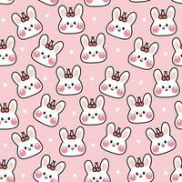 sans couture modèle de mignonne visage lapin avec Cerise sur rose fond.rongeur animal personnage dessin animé desing.fruit.bunny.kawaii.vector.illustration.illustrator. vecteur