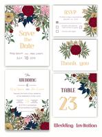 Invitation de mariage, faites gagner la date, carte de RSVP, carte de remerciement vecteur