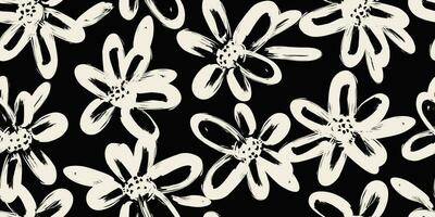 fleur sans couture Contexte. minimaliste abstrait floral modèle. moderne impression dans noir et blanc Contexte. idéal pour textile conception, fond d'écran, couvertures, cartes, invitations et affiches. vecteur