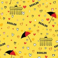 Berlin ville sans couture modèle. allemand drapeau parapluie Voyage fond d'écran. point de repère de Allemagne Contexte vecteur