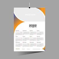 calendrier mural de 12 mois 2022 de couleur orange vecteur