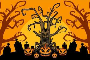 arbre d'halloween joyeux jour d'halloween vecteur