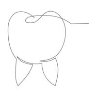 les dents Célibataire ligne continu contour vecteur art dessin et Facile un ligne les dents minimaliste conception