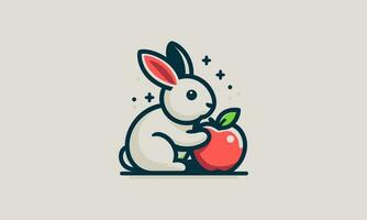 lapin et Pomme vecteur illustration logo conception