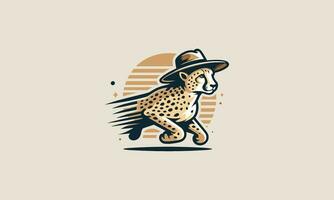 guépard fonctionnement portant chapeau vecteur mascotte conception