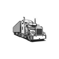 boîte de camion semi-remorque noir et blanc vecteur