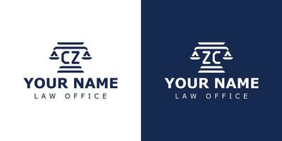 lettre cz et zc légal logo, adapté pour avocat, juridique, ou Justice avec cz ou zc initiales vecteur