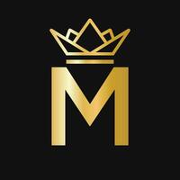 lettre m couronne logo. couronne logo pour beauté, mode, étoile, élégant, luxe signe vecteur