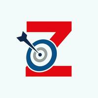 lettre z La Flèche cible logo combiner avec arc cible symbole vecteur