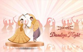 joyeux navratri - dandia, couple garba, illustration du personnage dandia, bannière de nuit dandia, bannière navratri, pas entièrement modifiable. vecteur