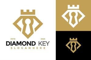 diamant trou de serrure couronne logo conception vecteur symbole icône illustration