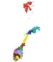 Norvège carte. carte de Norvège divisé dans administratif Régions vecteur
