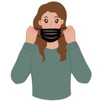 portrait femme prendre de portant médical masque illustration pandémie quarantaine Nouveau Ordinaire vecteur