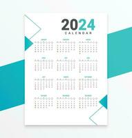 Nouveau année 2024 calendrier vecteur