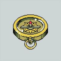 pixel art illustration boussole. pixélisé boussole. survie camping boussole pixélisé pour le pixel art Jeu et icône pour site Internet et vidéo jeu. vieux école rétro. vecteur